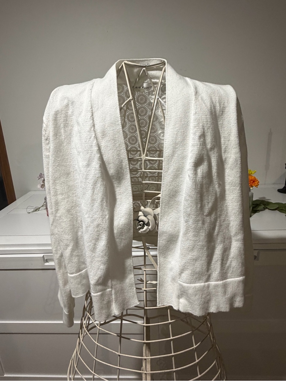 Calvin Klein Cream Open-Front Women's Cardigan- Cropped